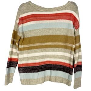 Caslon, Size XXS Petite, Tan Stripe Sweater, Button Back, Modal Blend, EUC